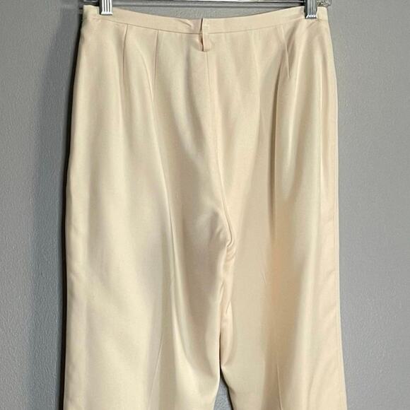Worth Ivory Silk High Waisted Trouser Dress Pants 4 - Picture 5 of 5